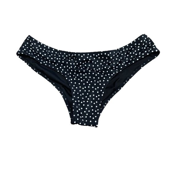 Victorias Secret M Black Polka Dot Brazilian Bikini Bottom Swimwear NWOT - Picture 1 of 5